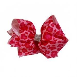NEW KIDS CHARM women's leopard double layer hair bow in pink